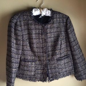 INC grey and gold jacket with fringe